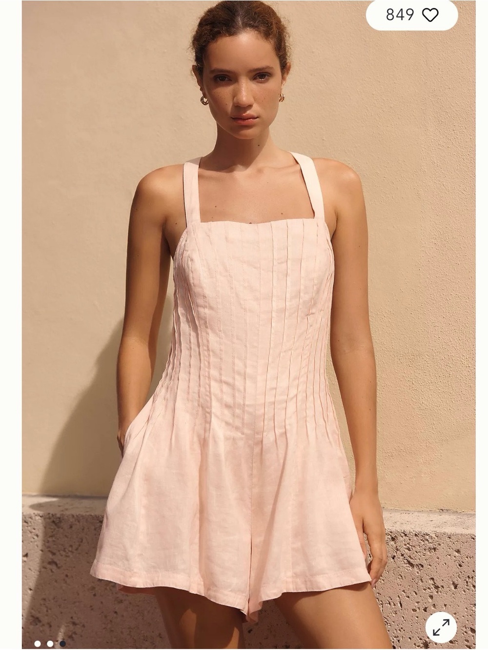 Anthropologie Light Pink Square-Neck romper
